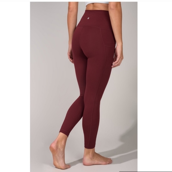 NWT Yogalicious Lux Mauvewood Burgundy Leggings Size Small - Picture 2 of 12